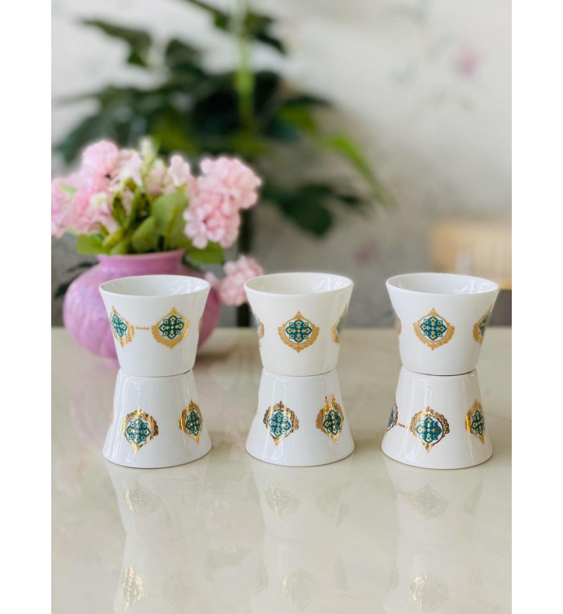 Damlag 42563 Decorated Arabic Coffee Cups Set 6 Pieces