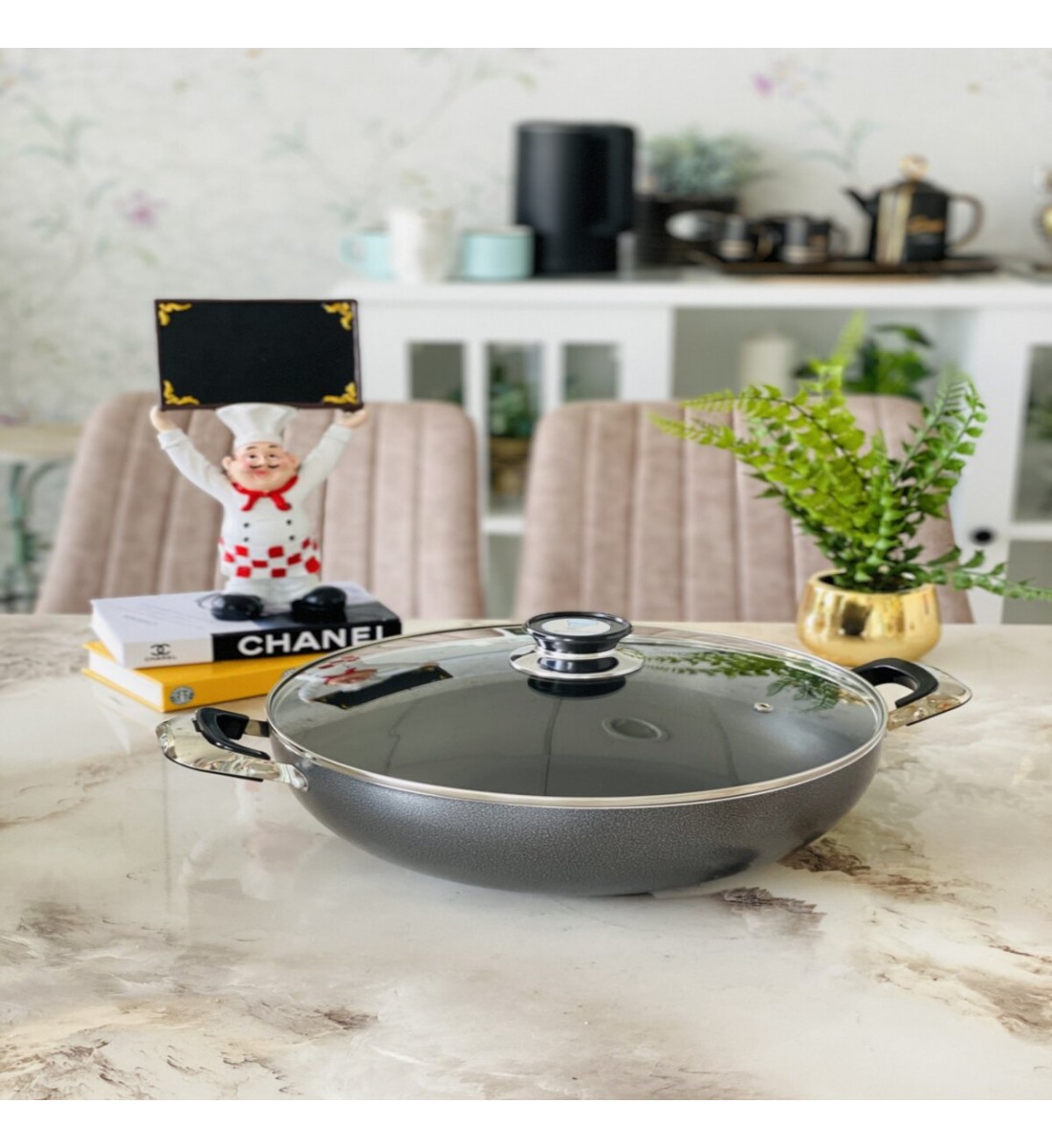 مقلى بيدين غطا ء زجاج 32سم