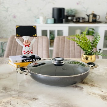 مقلى بيدين غطا ء زجاج 32سم