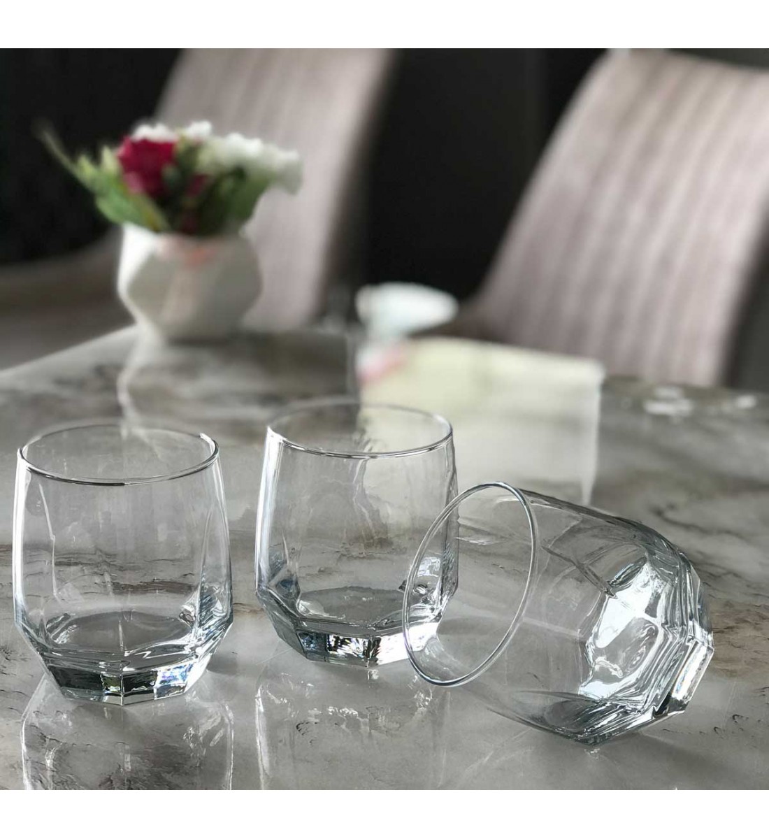 طقم كاسات زجاج تركي 3 قطع  