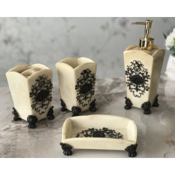 طقم اكسسوارات حمام سيراميك مكون من 4 قطع 