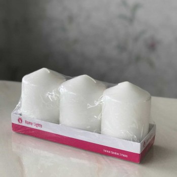 كتلة شمع غير معطّر، طقم 3 قطع، لون طبيعي