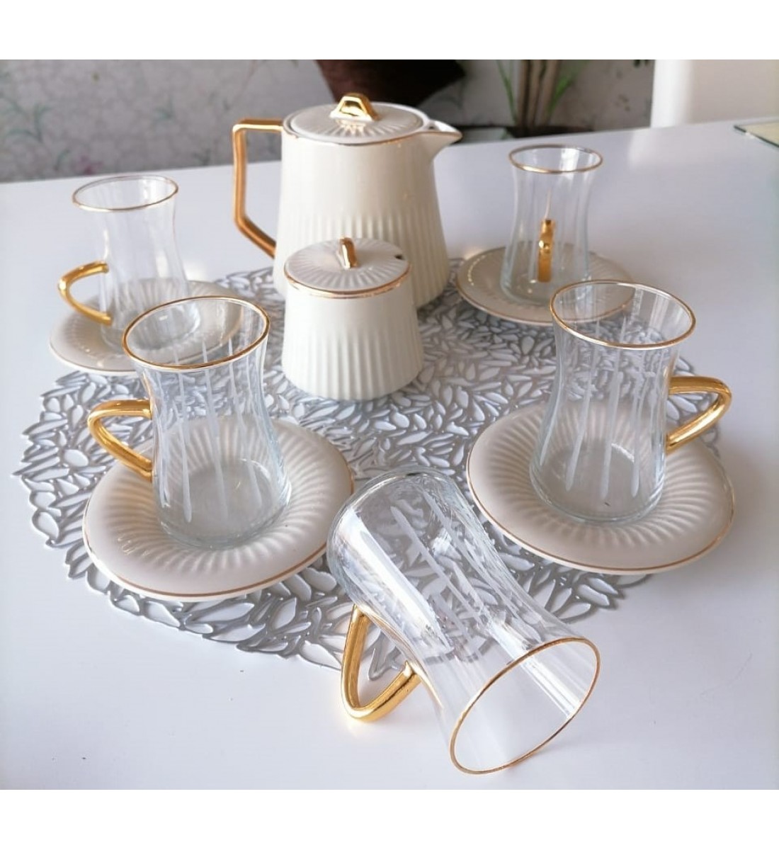 Tea cups set with jug 14 pieces