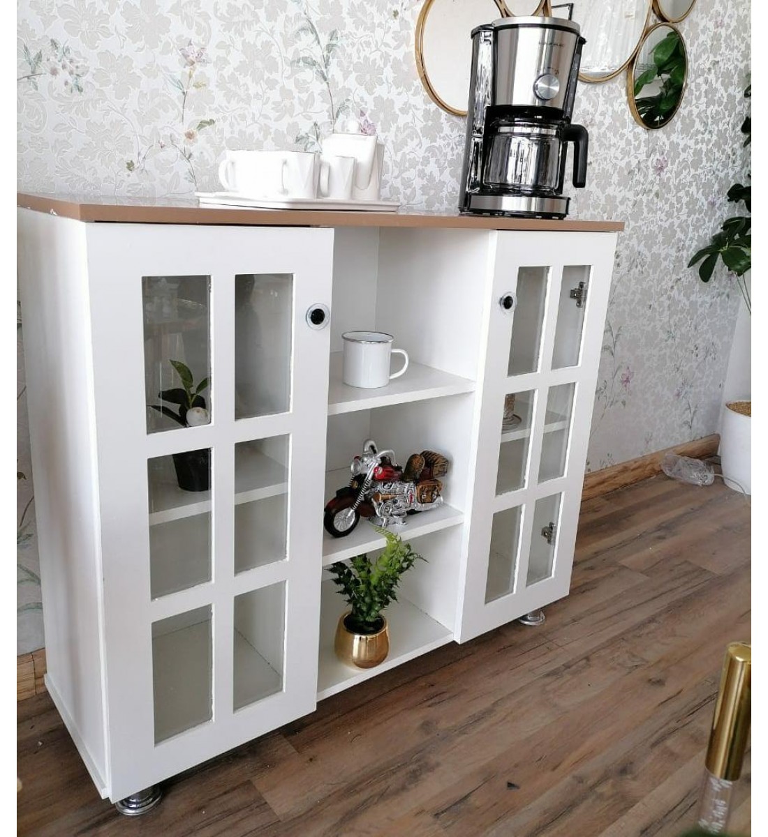 Coffee corner wood white color 100 * 90 * 33 cm