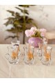 Glass Tea Dishes Set, 6 Pieces, Transparent, Gilded from Damlag-42621