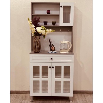 دولاب درج كافي 2 باب حشبي  رمادي / ابيض  مقاس 79*33*197سم