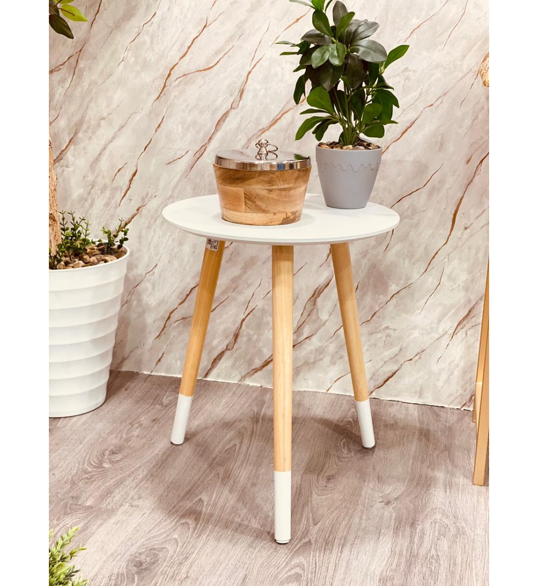 Round wood serving table 40 * 40 * 50 cm