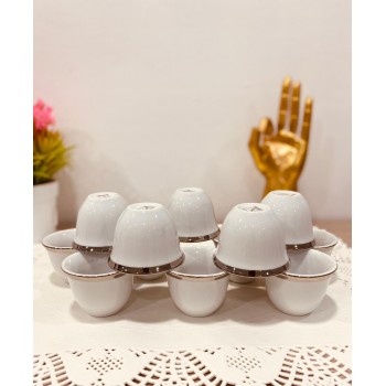 طقم فناجين سيراميك فاخرة فضي 12 قطعة