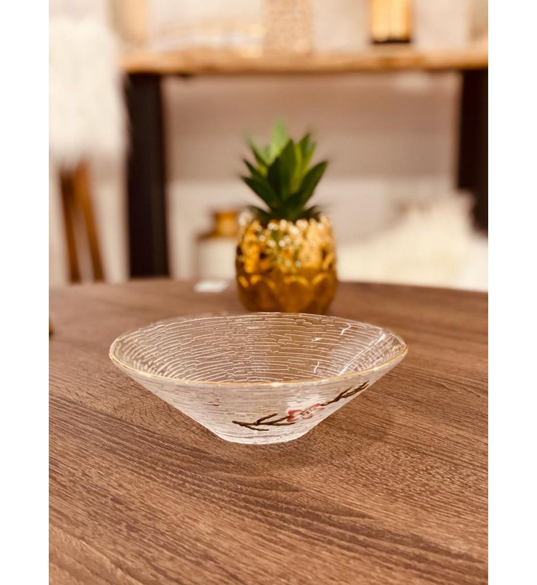 بادية زجاج مذهب شكل جميل وانيق 16 * 16  سم