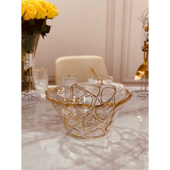 صحن تقديم زجاج مذهب 25 سم 