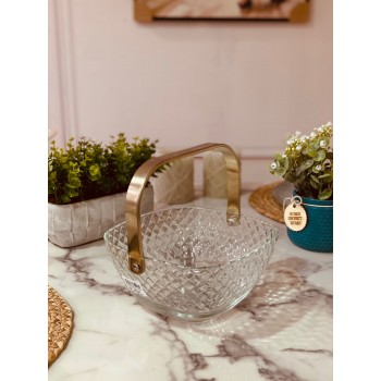  صحن تقديم فواكة زجاج بيد