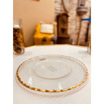  صحن تقديم زجاج مذهب 25 سم 