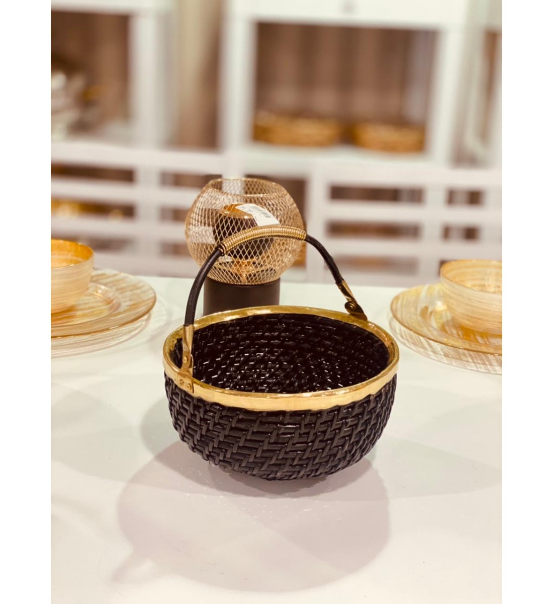 سلة خوص مدور بيد 26 سم 