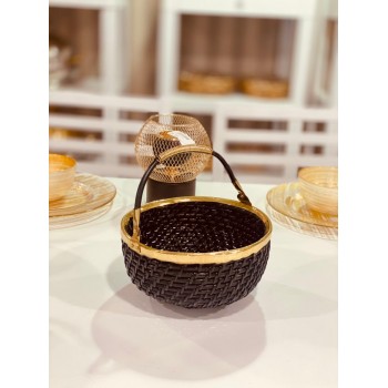سلة خوص مدور بيد 26 سم 