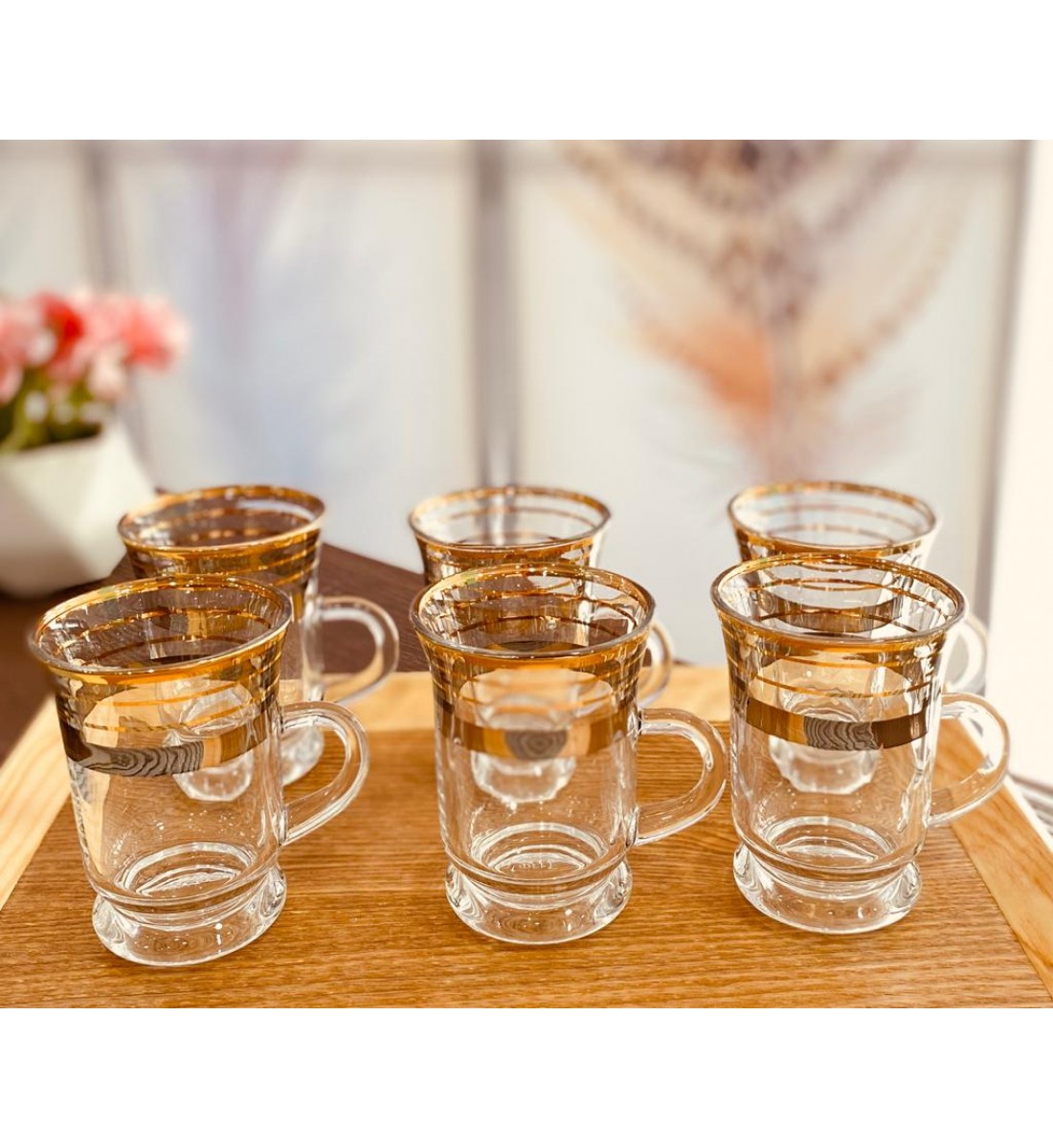  طقم بيالات مزخرف ذهبي 