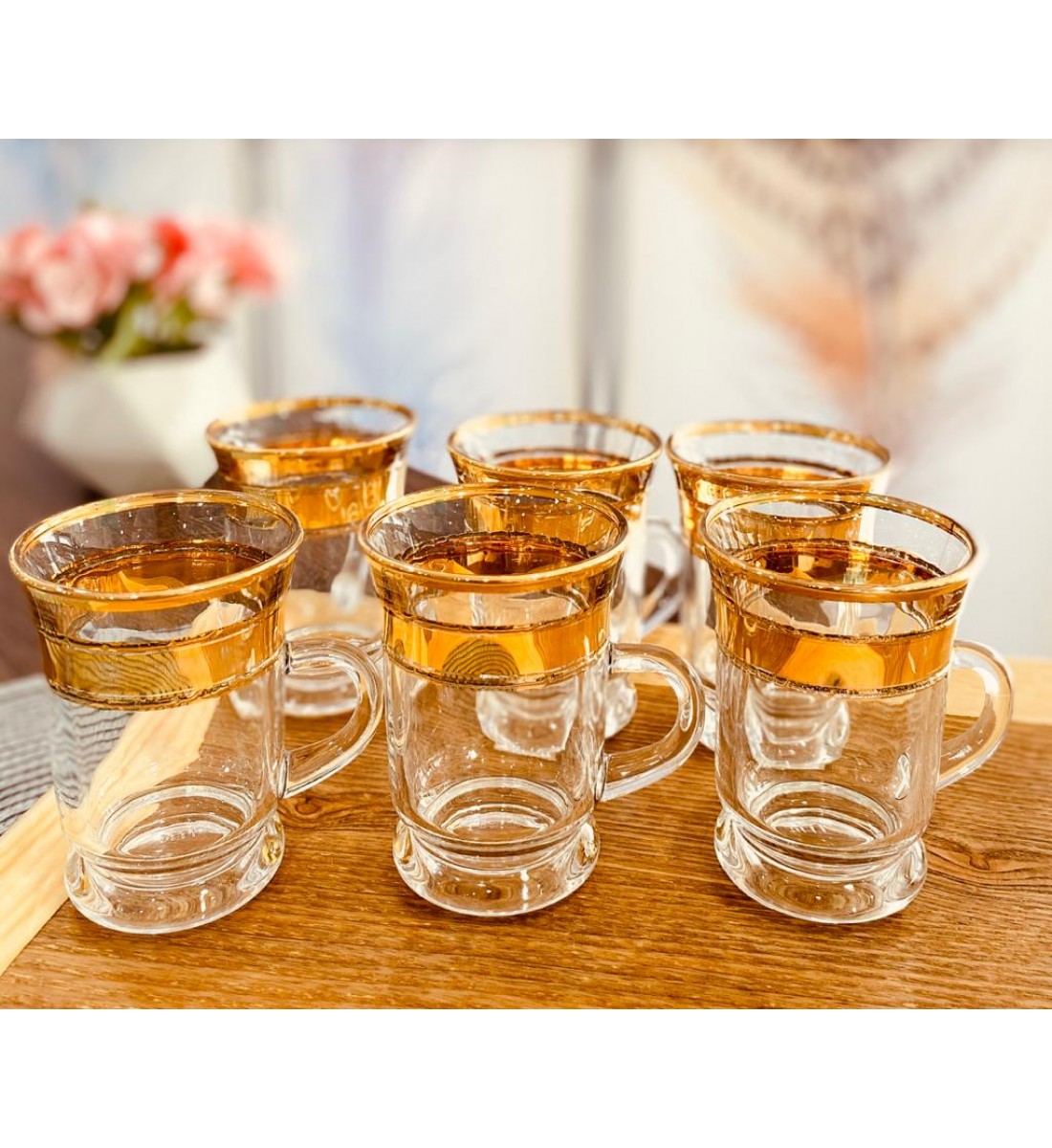 Golden decorated bials set