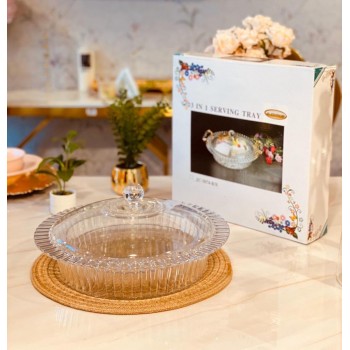 صحن كيك اكريلك مدور بغطاء صحن كيك اكريلك مدور بغطاء