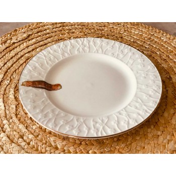 صحن تقديم سراميك مدور خط ذهبي 19*19