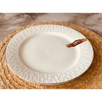صحن تقديم سراميك مدور خط ذهبي23*23سم