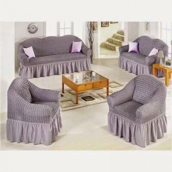 تلبيسة كنب 4 قطع قماش اللون بنفسجي