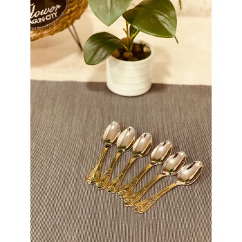  ملاعق استيل بنقشة ذهبيه 