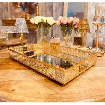  طوفرية تقديم ذهبي 46*31*6سم