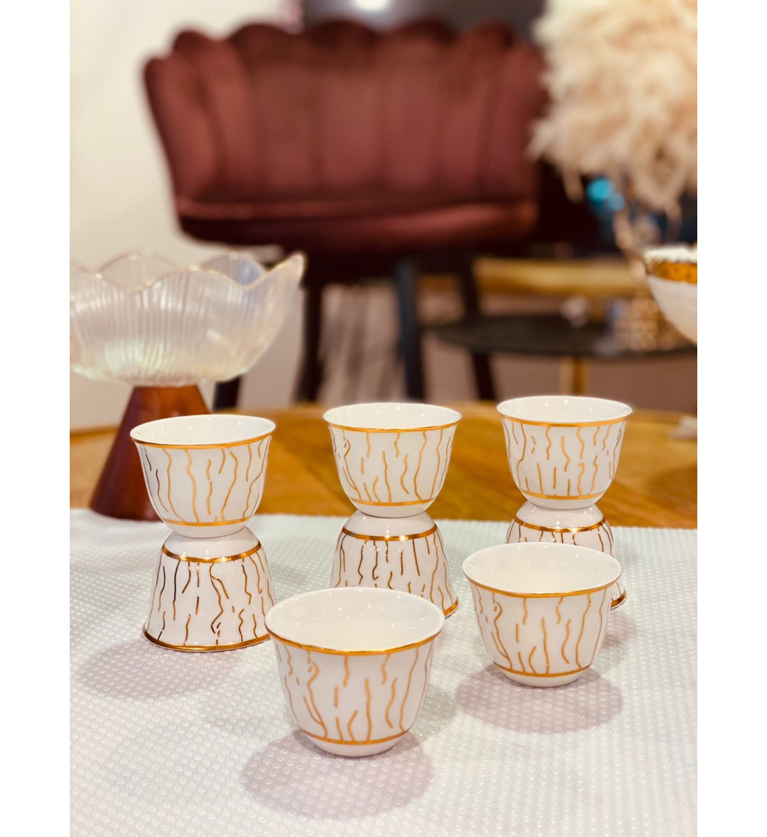 Set of golden cups, 12 pieces