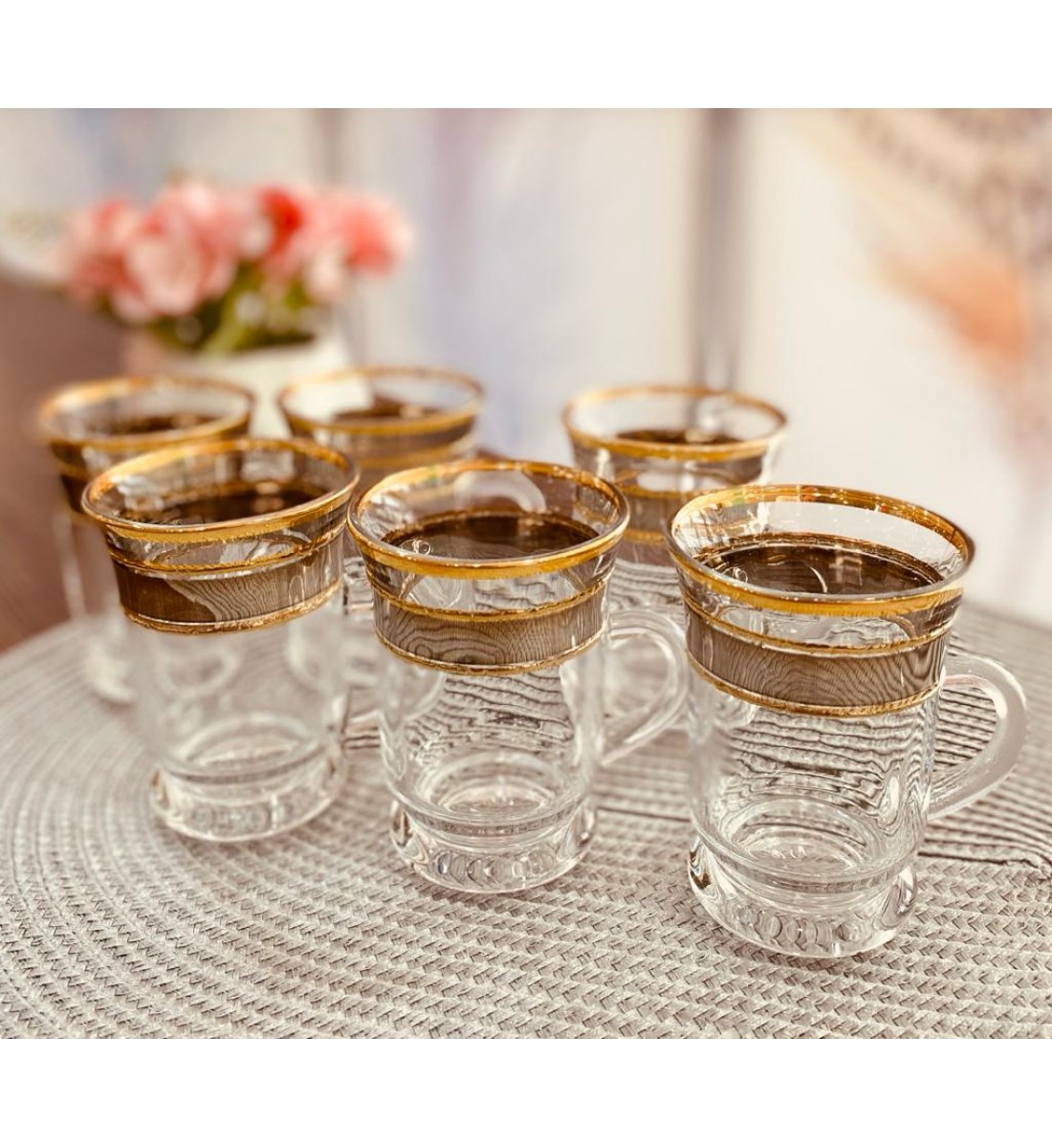 Golden decorated bials set