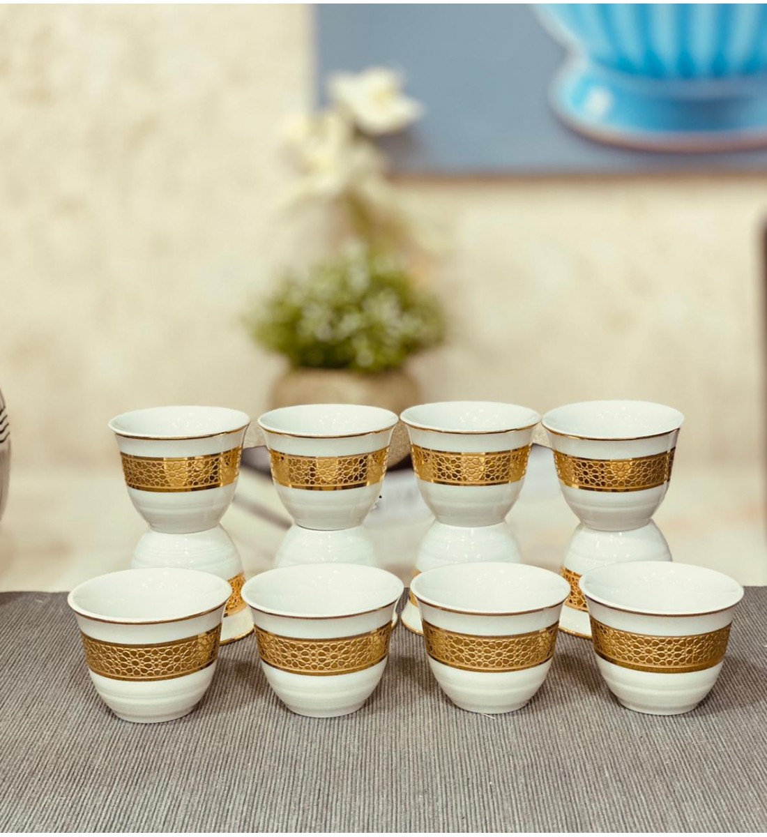 Set of golden cups, 12 pieces