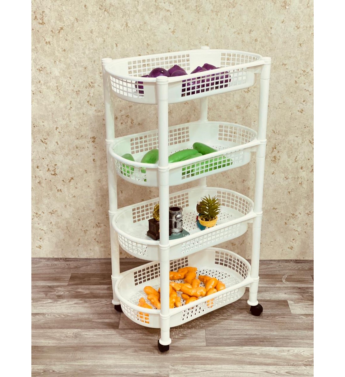 عربية تقديم 3 دور بكفرات سهلة الحركة لون ابيض	