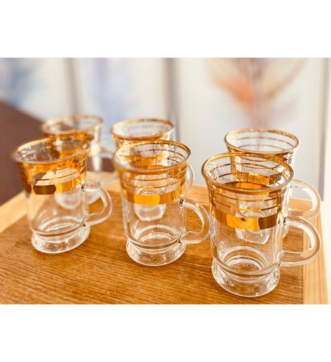  طقم بيالات مزخرف ذهبي 