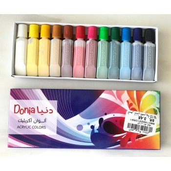 طقم ألوان اكريلك من 12 قطعة متعدد الألوان