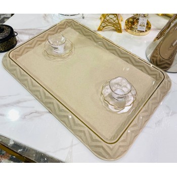  طوفرية تقديم روز مذهب مستطيل 38*53سم