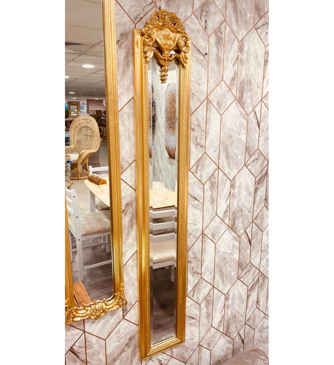 Wooden hanging mirrors, gold frame, 109*13 cm