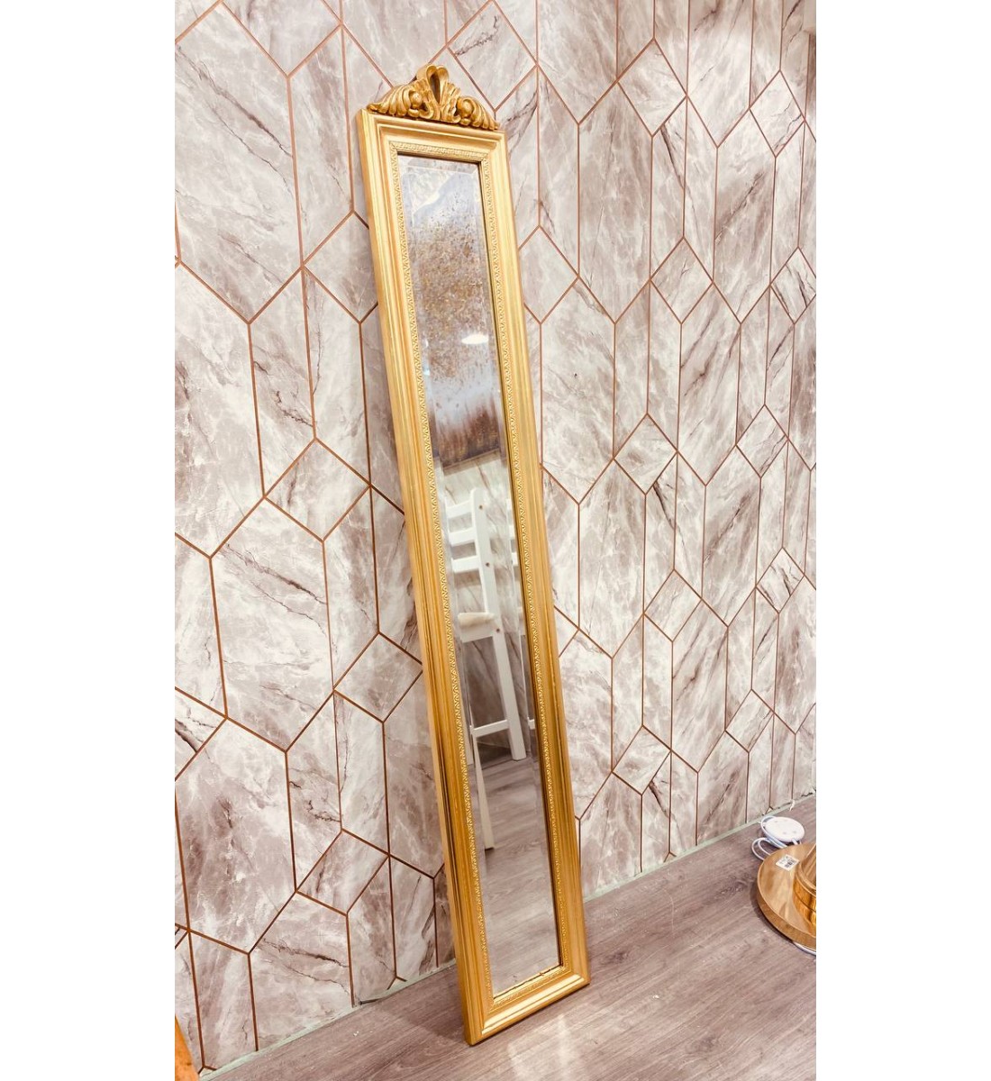 Wooden hanging mirrors, gold frame, 109*13 cm