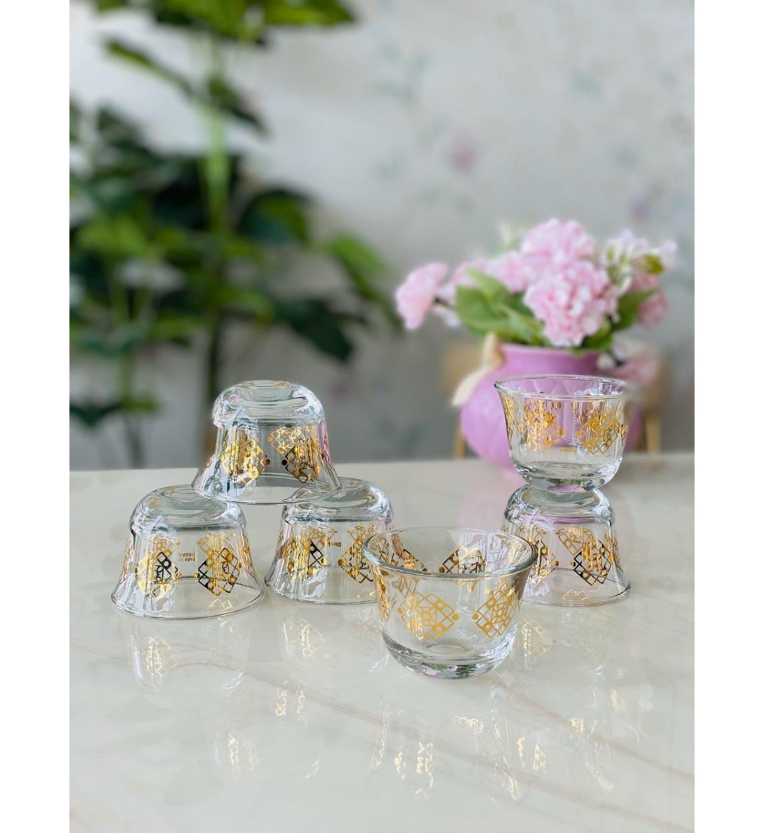 طقم فناجين قهوة عربية مذهب 6 قطع من دملاج 42831