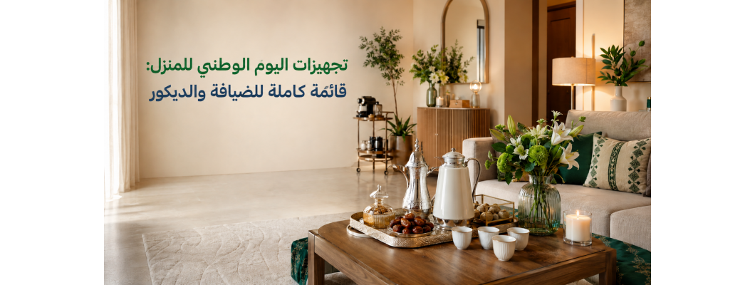 تجهيزات اليوم الوطني للمنزل: قائمة كاملة للضيافة والديكور تجهيزات اليوم الوطني للمنزل: قائمة كاملة للضيافة والديكور