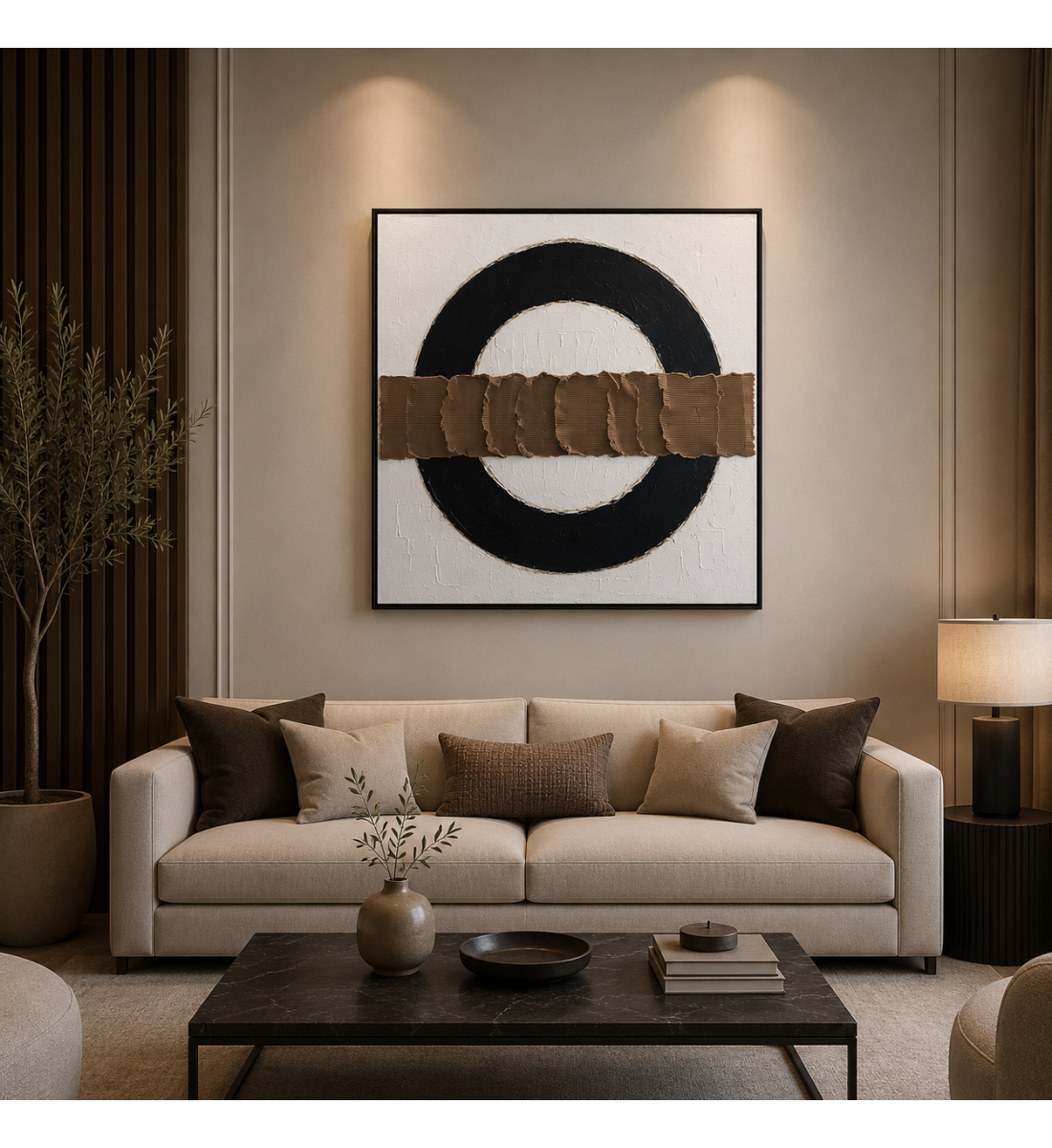 لوحة فنية للحائط بإطار أسود مقاس 100 × 100 سم