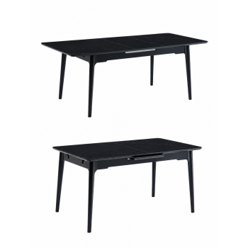 طاولة طعام قابلة للتمديد مقاس 140 + 40 × 80 سم باللون الأسود