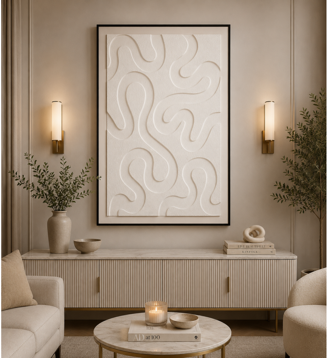 لوحة ديكور بإطار أسود مقاس 100 × 150 سم