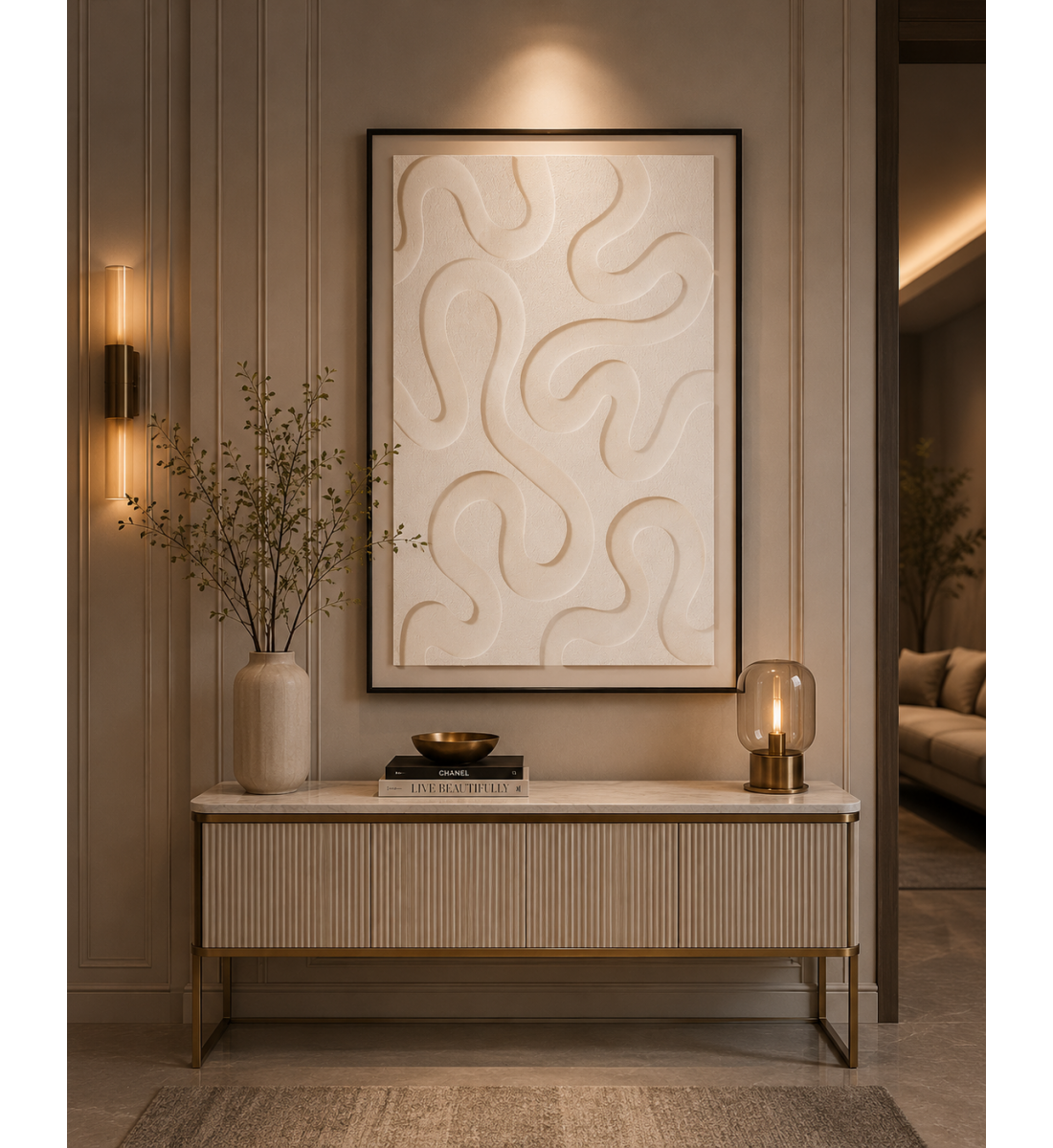 لوحة حائط مودرن بإطار أسود مقاس 120 × 80 سم