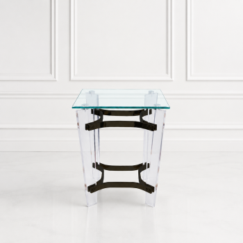 طاولة خدمة مفردة زجاجية أسود