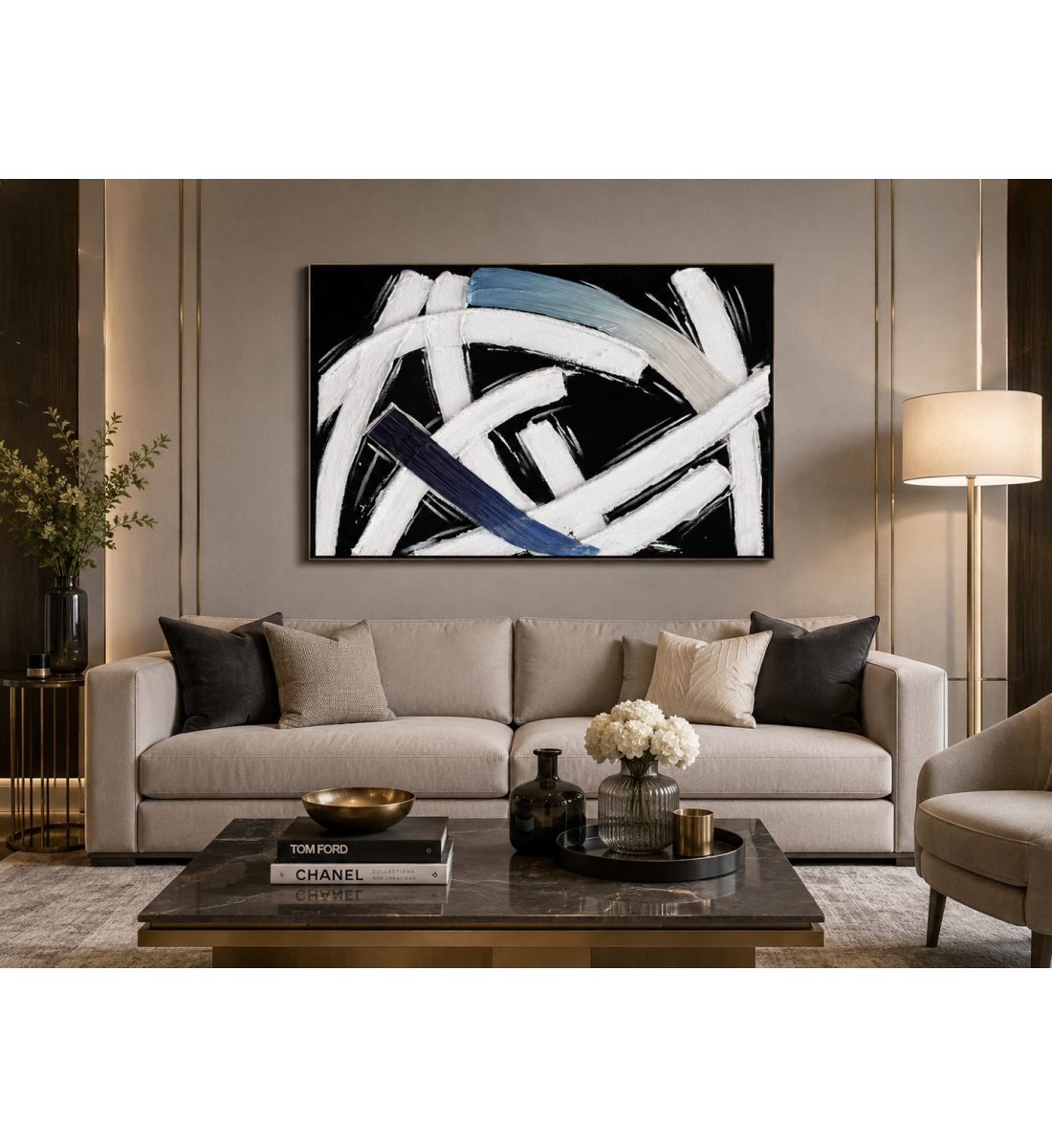 لوحة حائط أنيقة بإطار أسود مقاس 80 × 120 سم لوحة حائط أنيقة بإطار أسود مقاس 80 × 120 سم