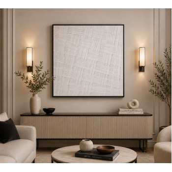 لوحة ديكور مربعة بإطار أسود مقاس 80 × 80 سم