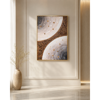 لوحة فنية بتصميم أنيق بإطار ذهبي مقاس 80 × 120 سم