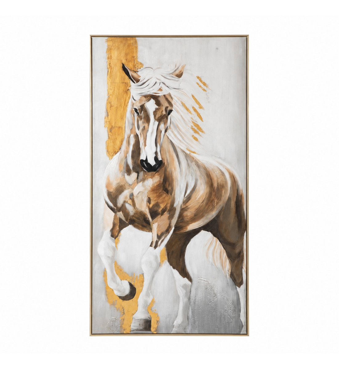 لوحة فنية طولية بإطار ذهبي مقاس 80 × 160 سم لوحة فنية طولية بإطار ذهبي مقاس 80 × 160 سم