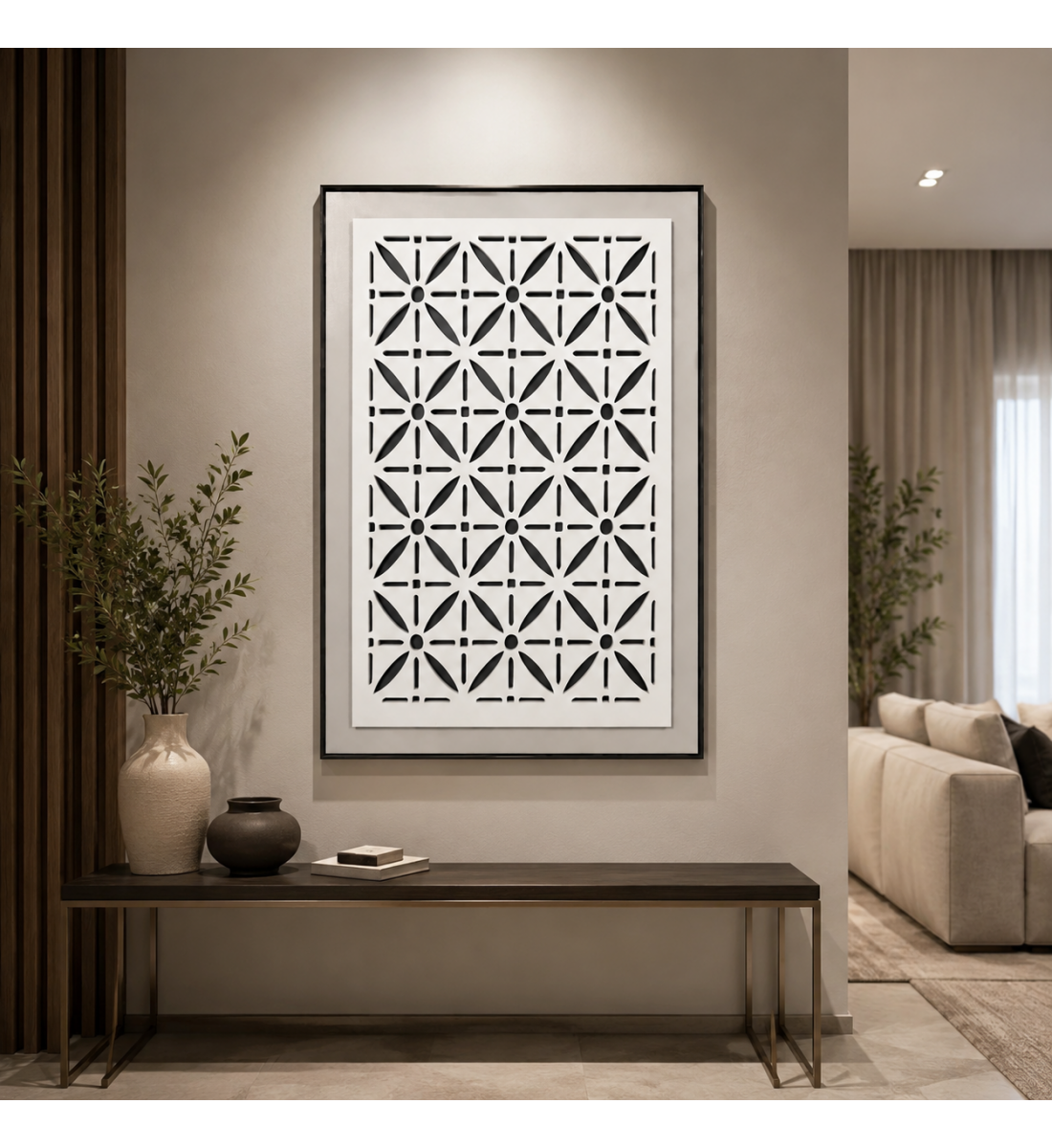 لوحة ديكور بإطار أسود مقاس 120 × 80 سم
