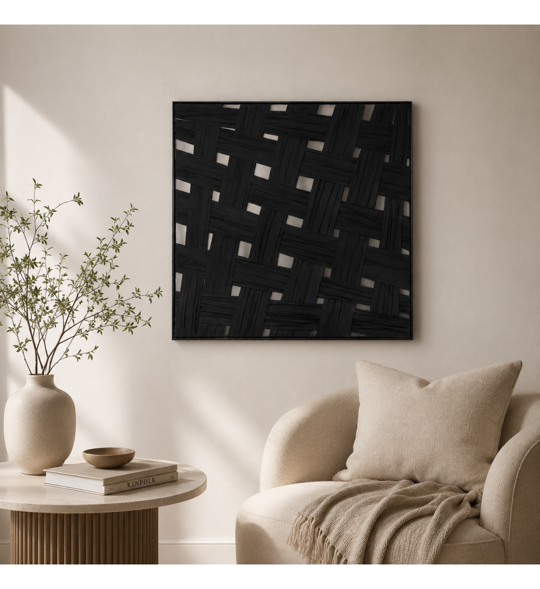 لوحة فنية للحائط بإطار أسود مقاس 100 × 100 سم لوحة فنية للحائط بإطار أسود مقاس 100 × 100 سم