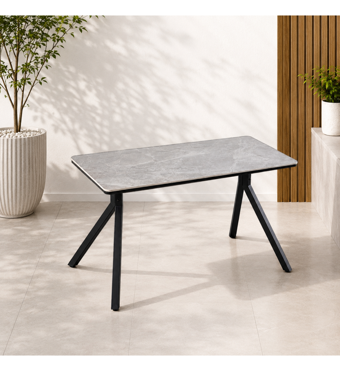 طاولة مقهى مستطيلة مقاس 130 × 70 سم باللون الرمادي طاولة مقهى مستطيلة مقاس 130 × 70 سم باللون الرمادي