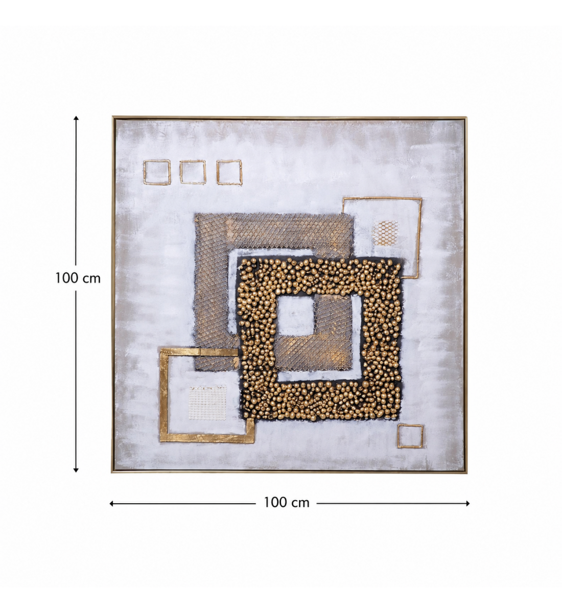لوحة حائط مربعة بإطار ذهبي مقاس 100 × 100 سم لوحة حائط مربعة بإطار ذهبي مقاس 100 × 100 سم